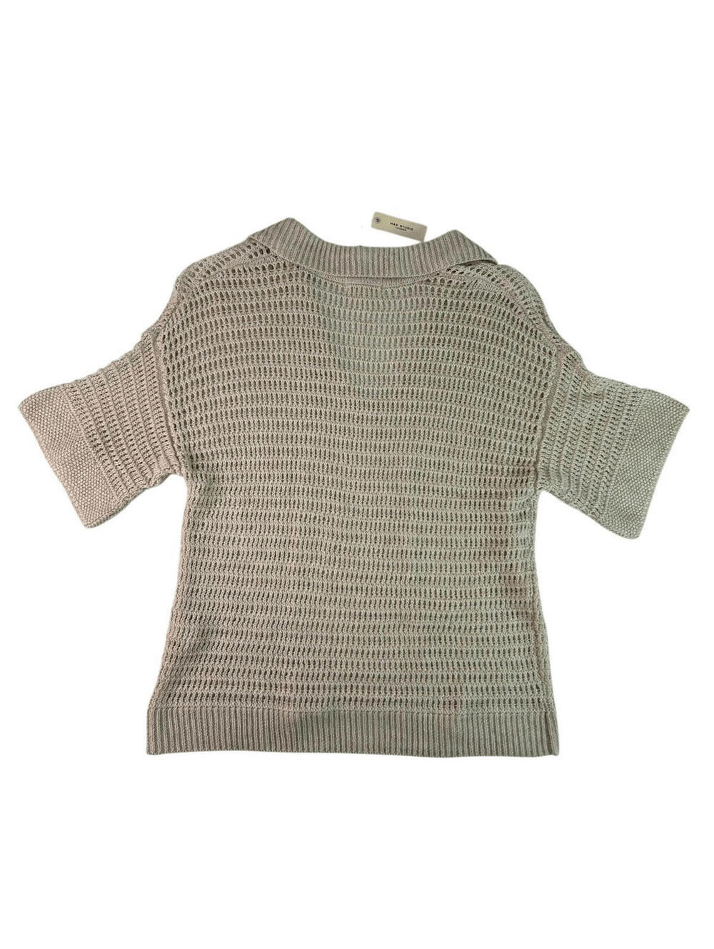 Max Studio London Open Knit Collared V-Neck Size Small - Picture 3 of 11